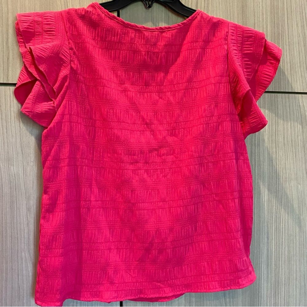 Hot Pink Ruffle Sleeve Top Blouse Flirty Feminine Small - Picture 5 of 8